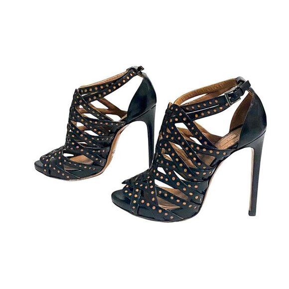 Alaïa Black Leather Caged High Heel Sandal with Ankle Strap, Size 36 EU, in Box - Picture 4 of 16